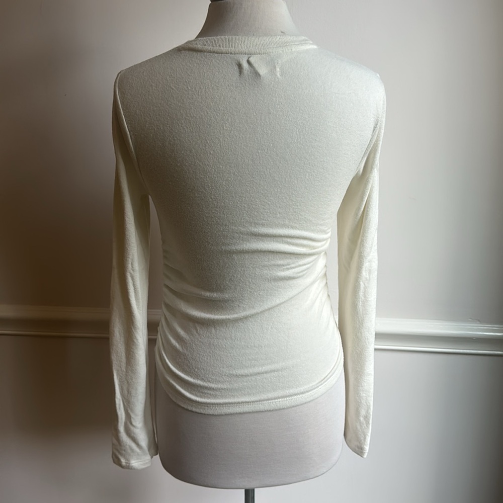 Madewell Brushed Jersey Ruched Long-Sleeve Tee Cream White Small NWT - Picture 8 of 11